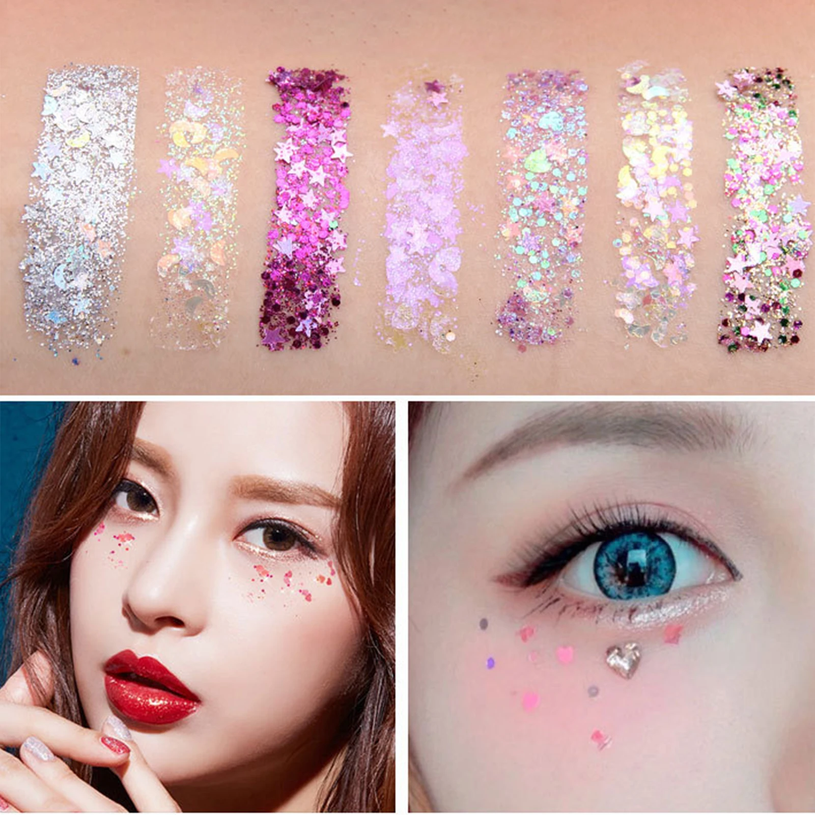 4Pcs Face Gems Mermaid Face Jewels Stick on Temporary Stickers AB