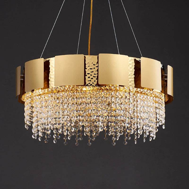 led e14 Postmodern Golden Crystal Stainless Steel Pendant Lights.Pendant light Suspension Luminaire Lampen Lustre For Foyer