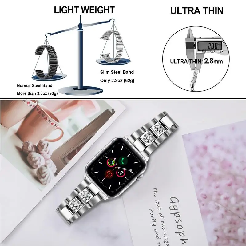 TRUMiRR браслет из нержавеющей стали и бриллиантов для iWatch Apple Watch Series 5 4 3 2 1 44 мм 42 мм 40 мм 38 мм ремешок для часов для женщин и мужчин