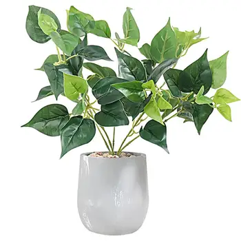 

1PC Artificial Potted Plant Decor Household False Bonsai Decor Adornment Simulated Cement Pot Leaf Decor for Office Home Dorm
