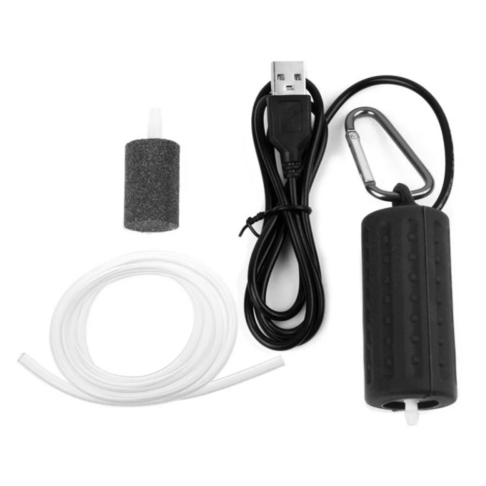 Оборудование для аквариума кислородный воздушный USB силиконовый кислородный насос воздушный насос кислородный воздушный насос прочный ультра тихий высокоэнергетический - Цвет: Black