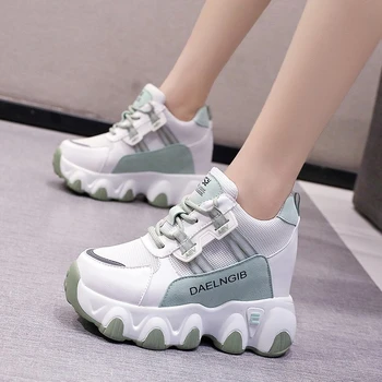 

Women Platform Sneakers 2020 Fashion Mesh Casual Shoes Chunky Sneaker Ladies Wedge Vulcanized Shoes Woman Lace Up Trainers 8cm