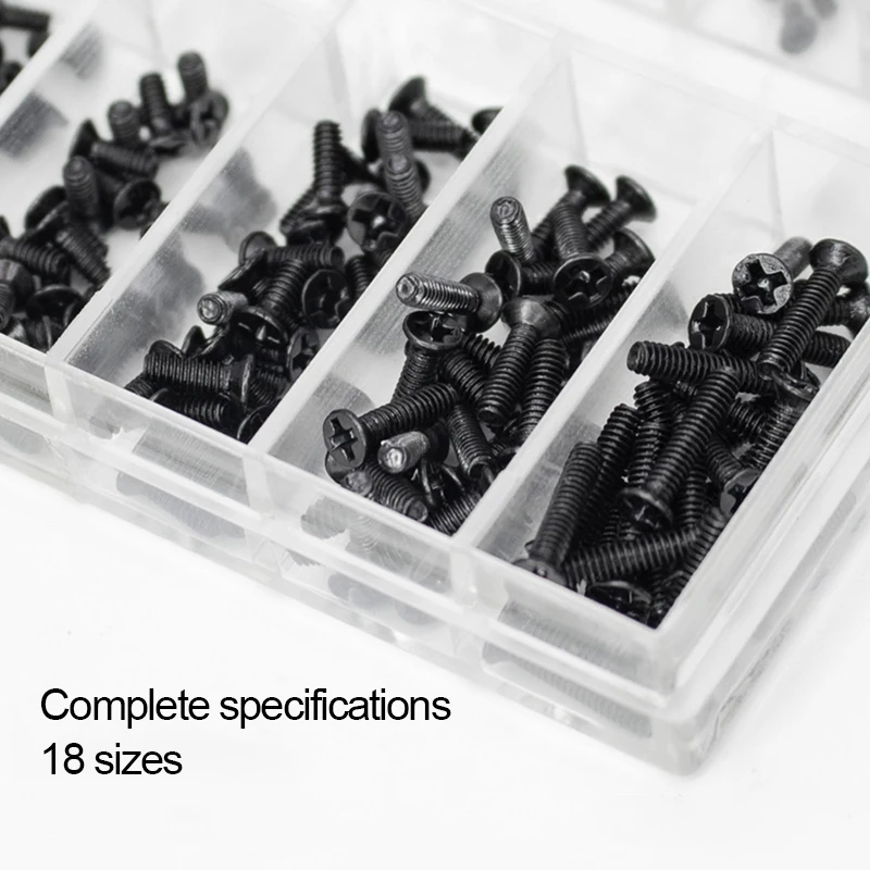 1200 Stuks Zelftappende Mini Schroeven, Ronde Kop Assortiment Set M1/M1.2/M1 .4/M1.7 voor Brillen, Horloges, Telefoons, Camera's en Laptops