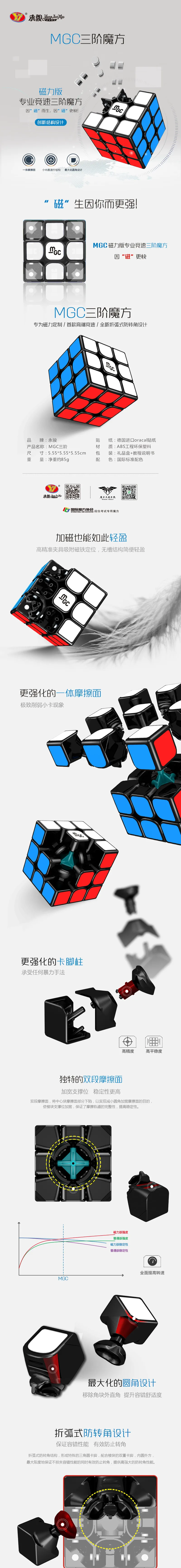 YongJun MGC 3x3x3 Магнитный магический куб скоростной куб для обучения мозгу игрушки для детей YJ