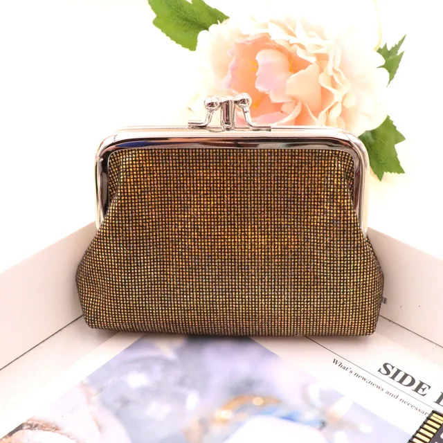 Cartera pequeña Retro de doble capa con rejilla brillante para mujer, Mini monedero creativo, de cierre|Monederos| AliExpress