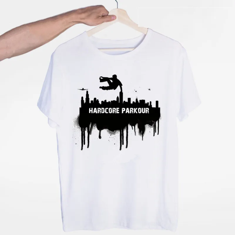 Мужская парка модная футболка в стиле хип-хоп с круглым вырезом и короткими