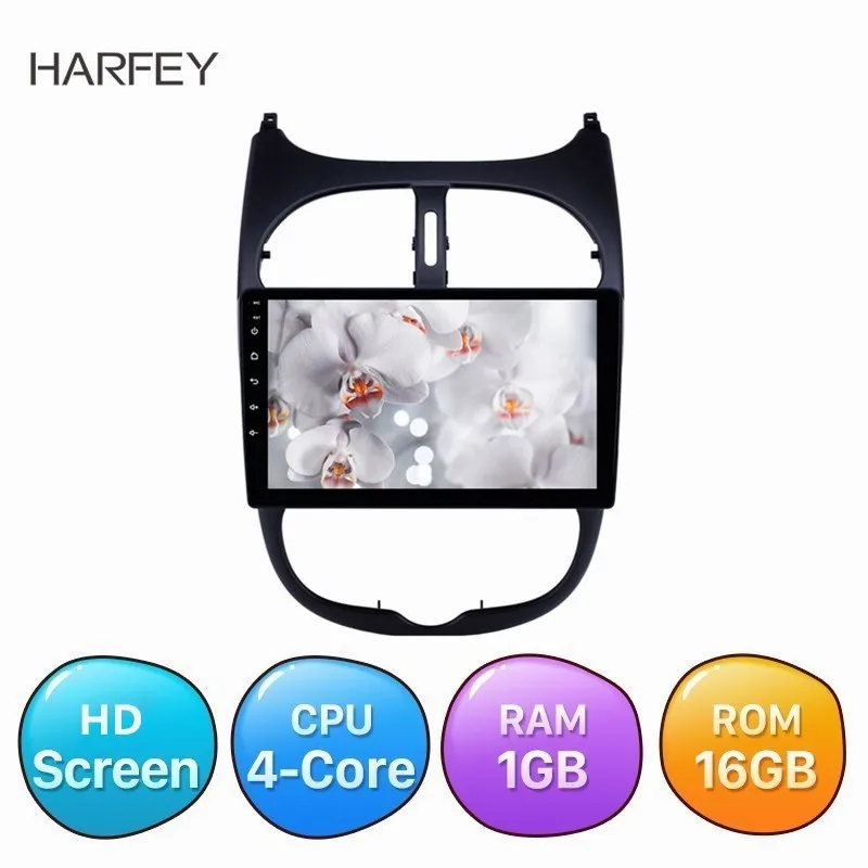 Harfey GPS автомобильное радио аудио 9 ''Android 8 1 авто стерео для Peugeot 206 2000 2016 с AUX WIFI