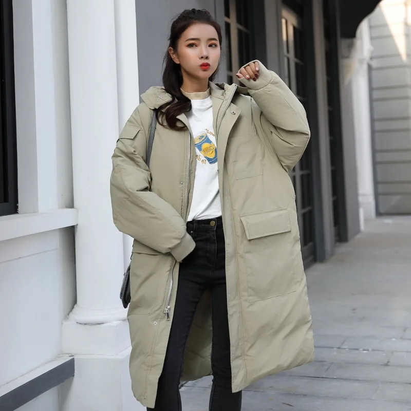 

Photo Shoot Cotton Coat Women's Mid-length Winter New Style Cotton-padded Jacket INS down Coat over-the-Knee Loose-Fit down Feat