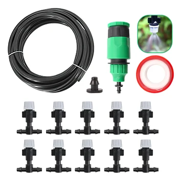 

10m 20m 30m Plants Spray Hose Watering Kit Water Misting Cooling System Mist Sprinkler Nozzle For Outdoor Garden Greenhouse