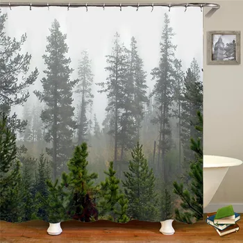 

3D HD printing shower curtain waterproof anti-virus polyester polyester fabric shower curtain for home decoration