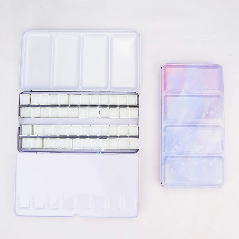 48 GridsPalette Painting Storage Iron Tins Paint Tray Box with Half and Full Pans For Watercolor/Oil/ Acrylic 2