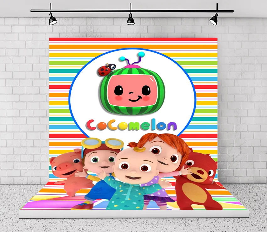 

Personalized Cocomelon Baby Birthday Party Bash Custom Photo Studio Backdrop Background Vinyl Photography Backdrops Fabric Cloth