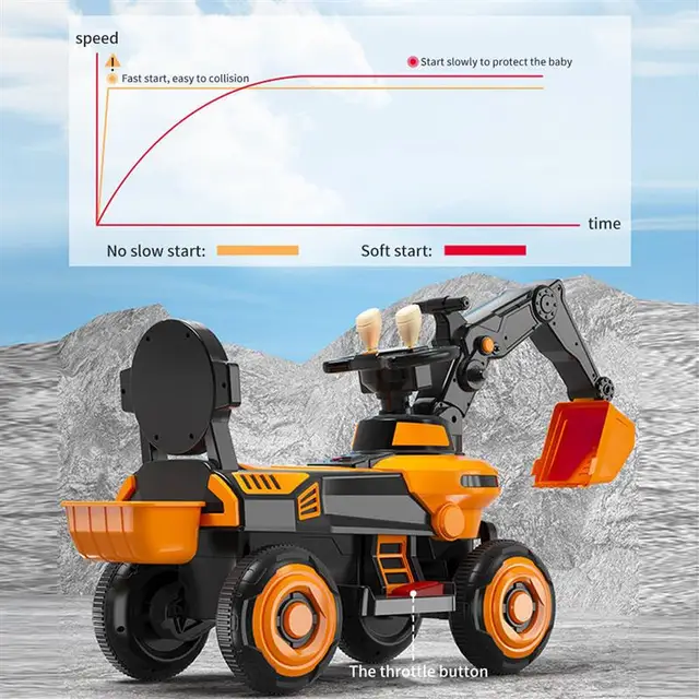 Children Toy Electric Excavator With Music Light Kids'S Ride-On Toy Walker Scooter birthday Gift For 2-6 Year Old Child Tricycle 5