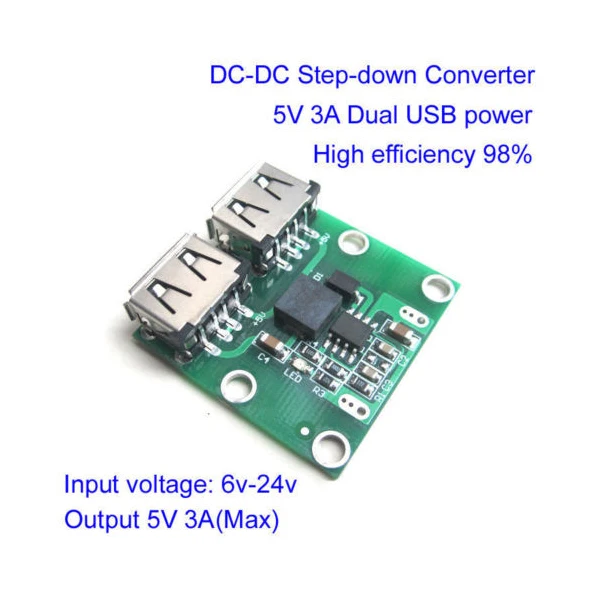 IG-DC-DC понижающий преобразователь 5V 3A двойной USB зарядное устройство Модуль электропитания автомобиля