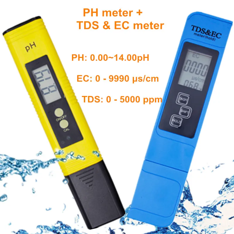 Цифровой измеритель PH EC TDS тестер термометр ручка Чистота воды PPM фильтр гидропоники для Аквариума Бассейн Воды Монитор Скидка 40 - Цвет: PH and TDS EC meter