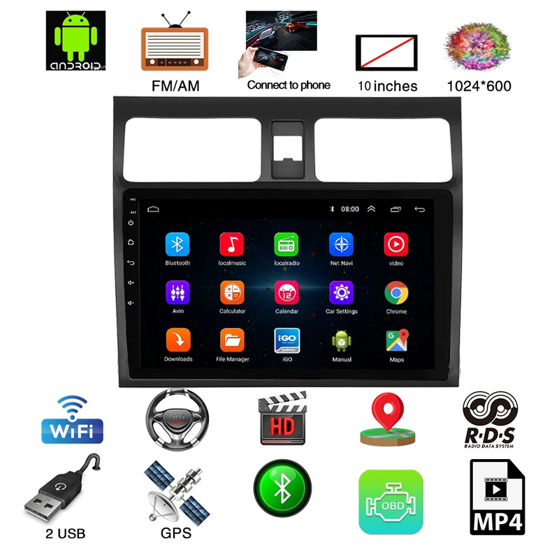 Cheap Android 8.1car dvd multimedia player For Suzuki Swift 2005-2015 with car radio navigation gps multimedia video support Bluetooth 12