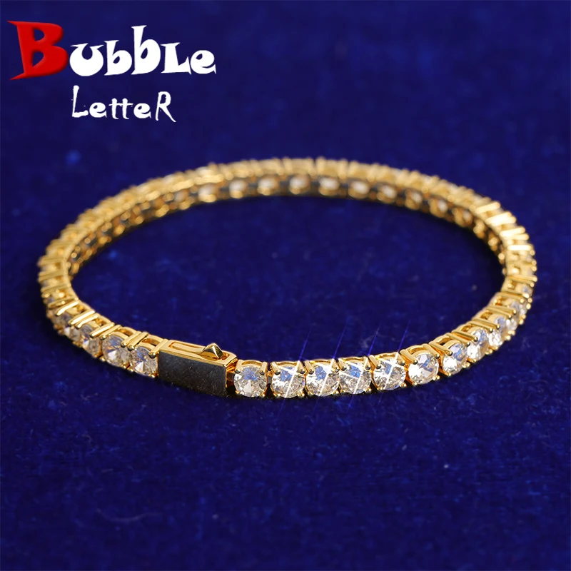 

Bubble Letter Tennis Bracelet Real Gold Plated Hip Hop Jewelry Free Shipping Items 2021 Trend Christmas Gift