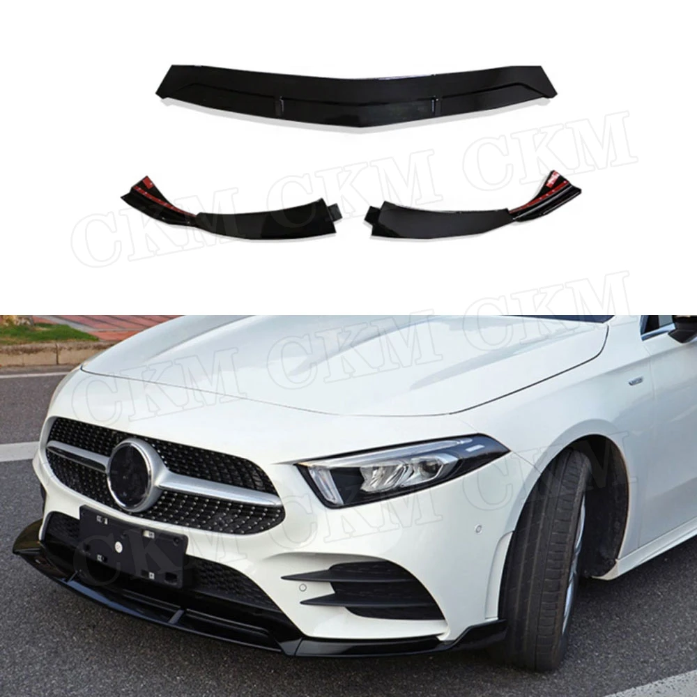 3 шт./компл. передней губы Лопата спойлер для Mercedes Benz A класс W177 спортивные A45 AMG ABS головы бампера подбородка