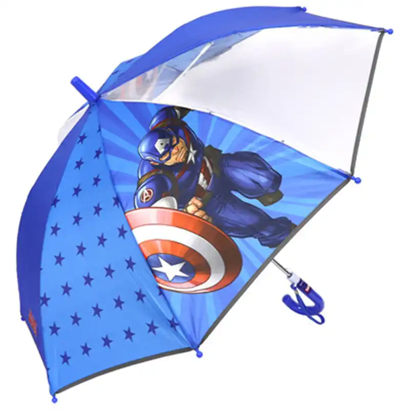 ディズニー子供傘少年ミッキーマウス学生ロングハンドル傘半自動スパイダーマン傘発光 Umbrellas Aliexpress