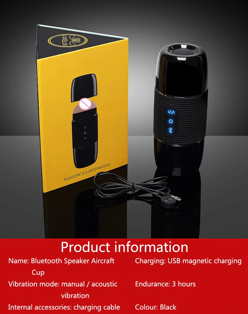 Bluetooth динамик чашка самолета Мужская электрическая мастурбация зарядка через USB