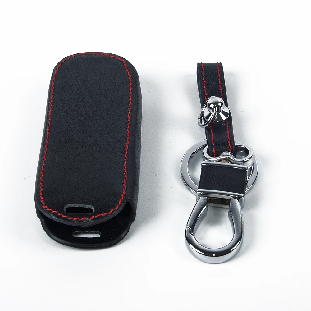 

1pc New Car Remote Key Case 3 Buttons Leather Key Fob Case Cover W/ Key Ring Accessories Parts Fit For Mazda 2 3 5 6 CX5 CX7