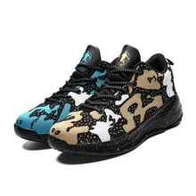 Баскетбольные кроссовки, кожаные высокие кроссовки с надписью, уличная Нескользящая Противоударная Мужская обувь для фитнеса