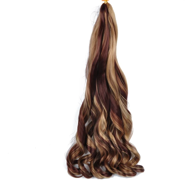 Synthetic 26 Inches Loose Wave Crochet Braids Hair Ombre Spiral Curls Pre Stretched Braiding Hair Extensions For Black Woman 1B/30HL