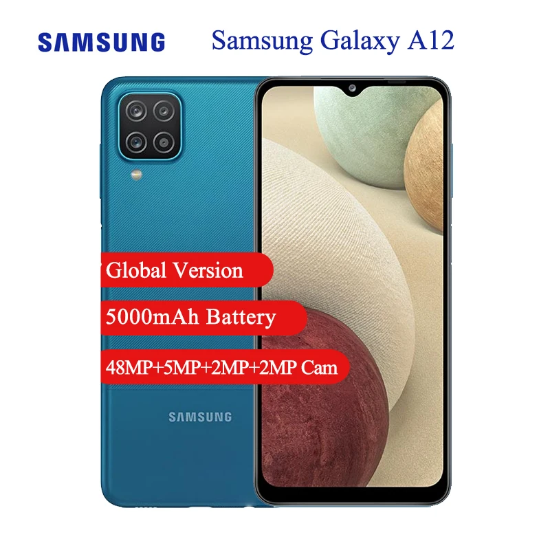 Samsung-teléfono inteligente Galaxy A12, versión Global, 6,5 pulgadas, Helio P35, Octa Core, cámara frontal de 8MP, 5000mAh, 64GB, 4GB de RAM