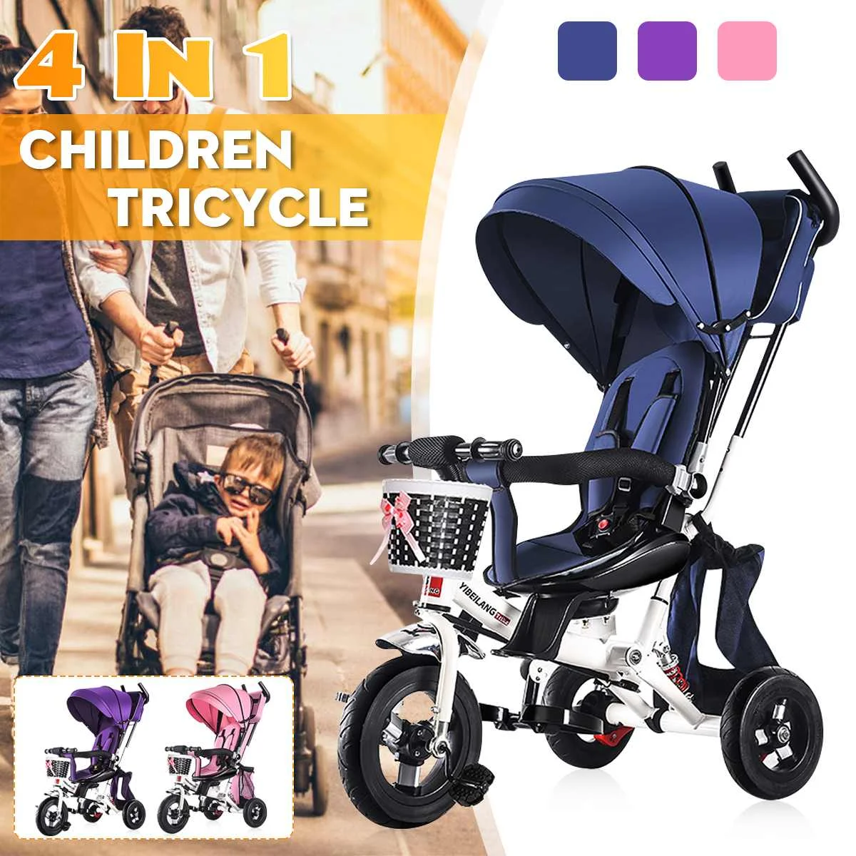 Детская коляска, детская коляска 3 в 1, детский трехколесный велосипед, туристический автобус, туристический автомобиль, маленький мальчик, детский сад, амортизатор