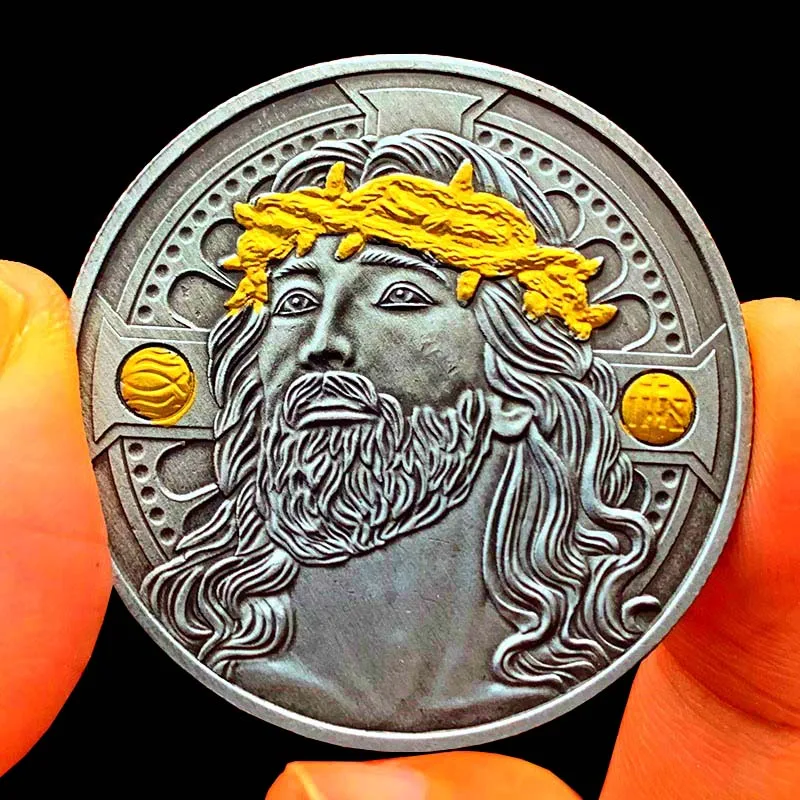 Jesus Coin Crown of Thorns Gold Plated Souvenirs and Gifts Home Decorations Christian Commemorative Pray Coins | Дом и сад
