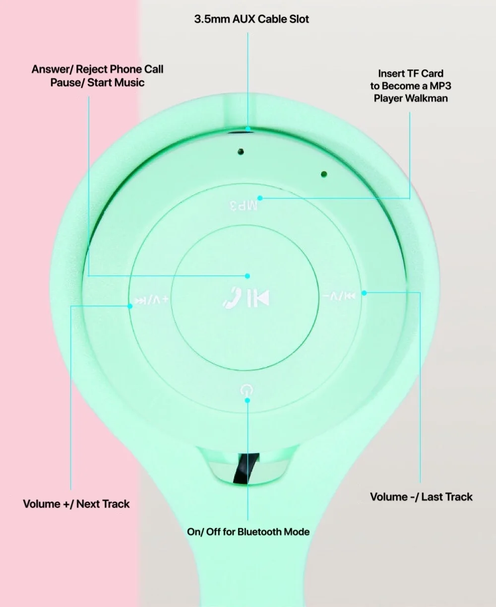 HIFI stereo earphones bluetooth headphone music headset and support F Card MP3 Player Walkman with mic for mobile tablet