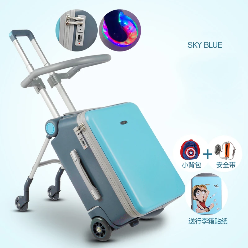 Baby can sit and ride lazy luggage, men women, baby travel trolley
