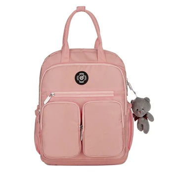 

Simple Nylon Waterproof Backpack Solid Color Bag Backpack Large Capacity Soft Handle Real Multi-pocket Travel Zipper Backpack
