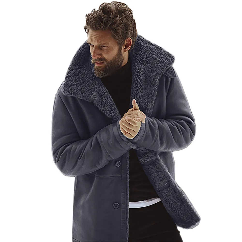 Мужская зимняя модная куртка из овчины, теплая шерстяная куртка с подкладкой из искусственного ягненка, пальто, верхняя одежда, повседневные мужские топы, блузка, стиль
