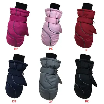 

Toddler Kids Winter Snow Ski Gloves Waterproof Windproof Solid Color Patchwork Thicken Warm Adjustable Stretchy Mittens 5-9T