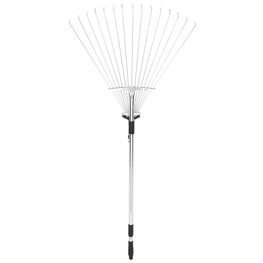

Stainless Steel Telescopic Rake Adjustable Folding Leaves Rake for Quick Clean Up of Lawn and Garden