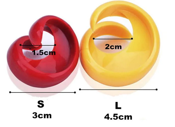 1 Набор S L ручной необычный слайсер для нарезки сосисок Спираль красный желтый пластик барбекю пикники горячий спиральный резак для хот-догов слайсер гаджеты - Цвет: L and  S