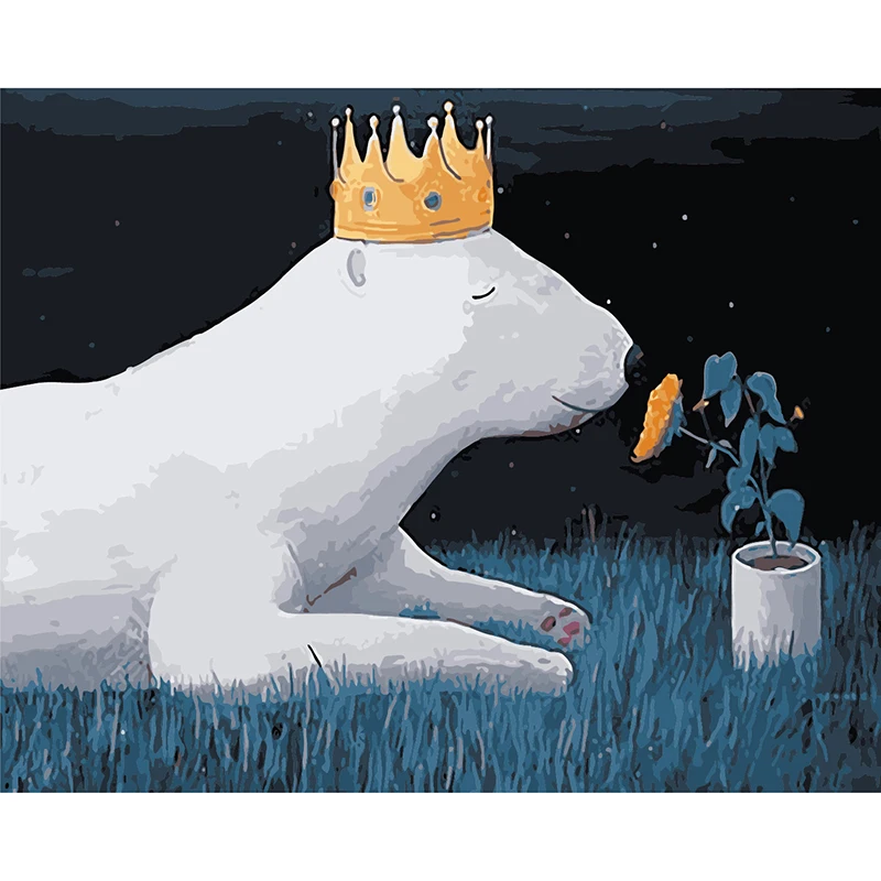Gift Painting By Adult Number Animation Polar Bear Numbers 40x50 On Canvas Modern Decoration Picture 2020 | Дом и сад