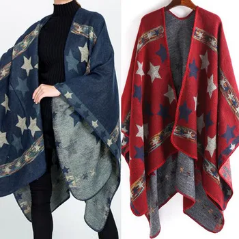 

Poncho Women Vintage Warm Print Cloak Shawl Oversized Cape Coat Cape Manteau Ponczo Damska Tapados Mujer Verano Bayan Pelerin