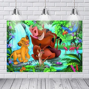 

Forest Cartoon Lion King Photography Backdrop for Photo Studio Boys 1st Birthday Party Backgrounds Customized 7x5ft Photo Studio