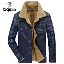 Плюс бархат кожаная куртка Для мужчин зимние Утепленные Обувь на теплом меху пальто Для мужчин s ветровка модный дизайн с карманами верхняя одежда мото Кожаные куртки