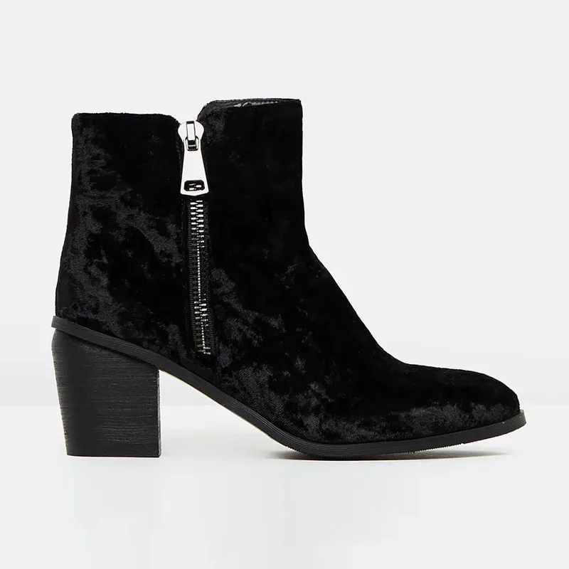 

Topwomen Women Adult Boots Solid Ankle Round Toe Super High Square heels Mature Concise Leisure Elegant Fashion 2019