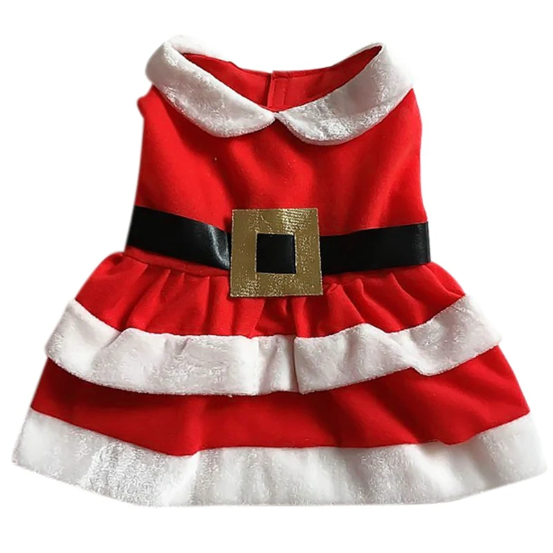 Ideal  Santa Pet Dog Christmas Clothes Winter Dog Hooded Coat Jackets Red Warm Dress For Dog Girls Puppy C