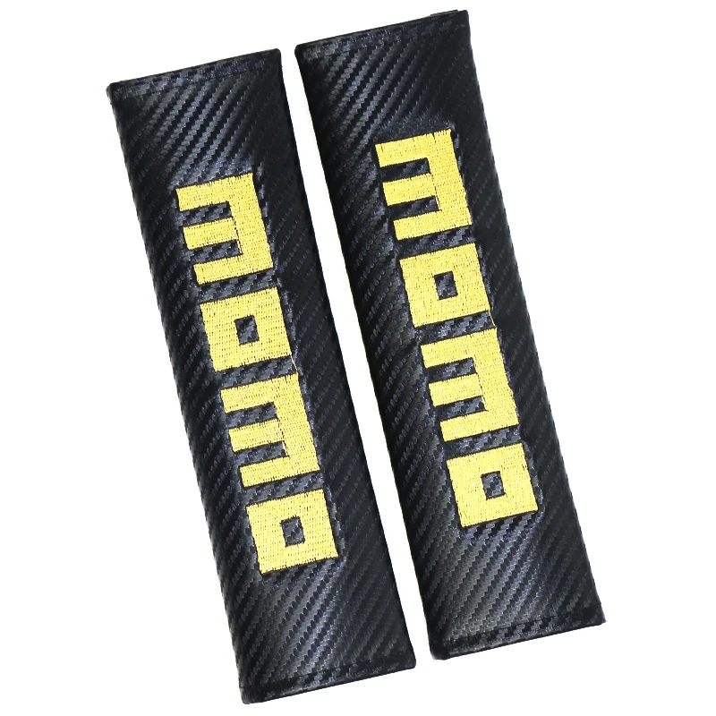 

Embroidery for momo emblem Car carbon fiber seat belt cover shoulder pad for volkswagen bmw mercedes renault ford accessories