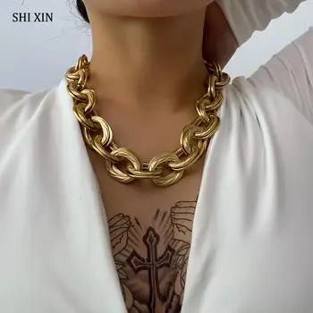 

SHIXIN Punk Gold Cuban Link Chain Necklace for Women Hip Hop Short Chunky Choker Necklaces Statement Fashion Collier Femme 2020