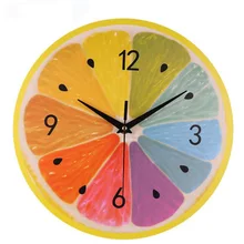 Reloj de pared con frutas creativas reloj sin tic-tac sala de estar cocina dormitorio Oficina hogar Decoración Vintage sandía Kiwi Relojes de pared