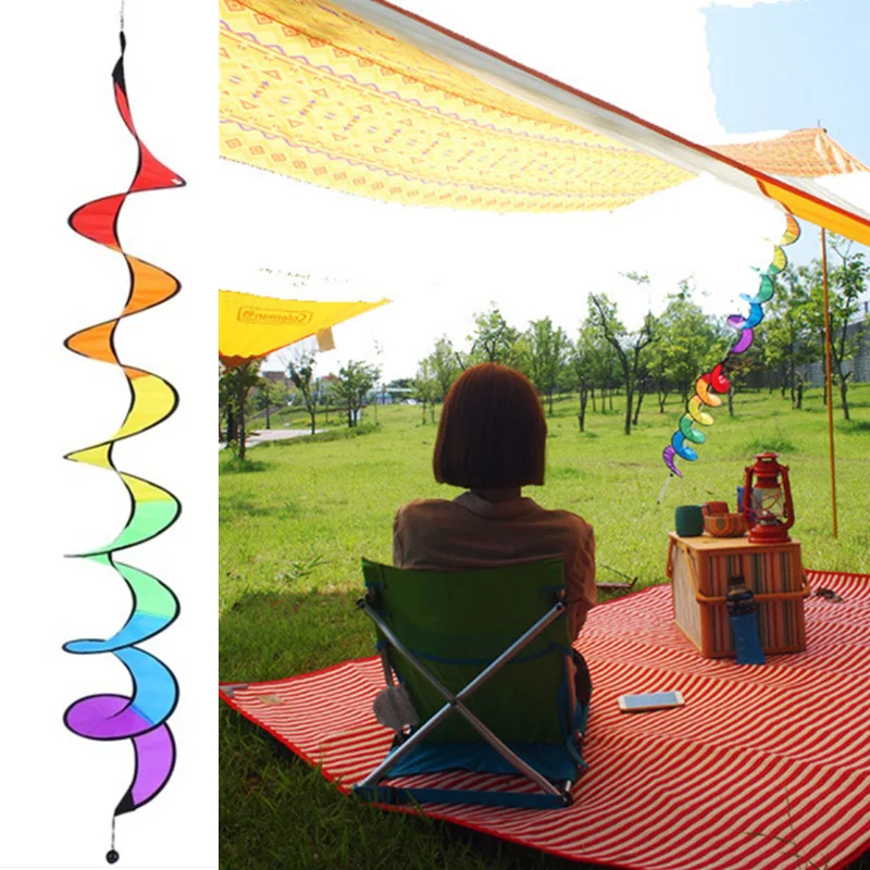Faltbare Regenbogen Spirale Windmühle Wind Spinner Camping Zelt Hausgarte KQ 