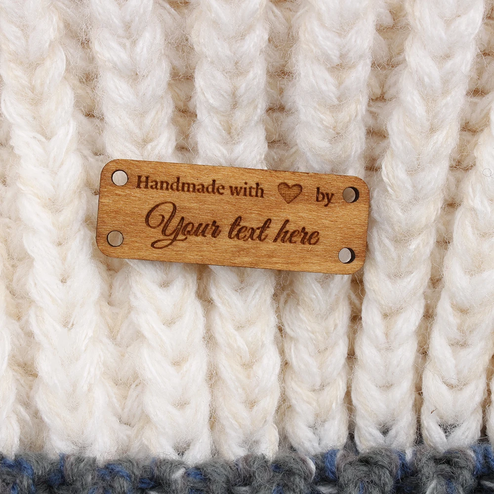 

Wooden labels, custom text, knit Tags, Logo or Text, custom engraving labels, Personalized Brand (WD3130)