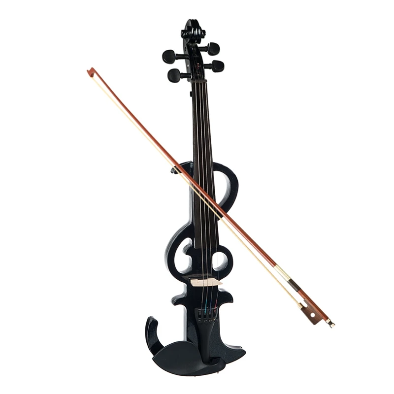 

NAOMI Electric Violin 4/4 Electric Silent Violin Full Size Violin Ebony Fretboard +Case-Black SET