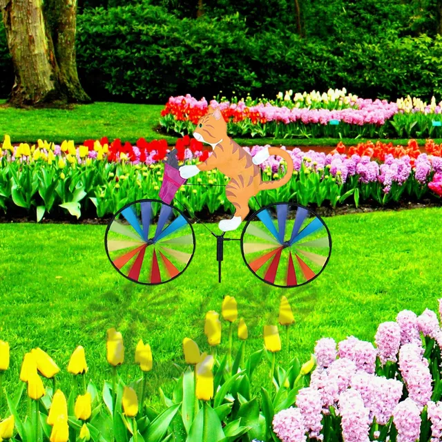 Forró Értékesítés Aranyos 3D -S Állati Macska És Kutya A Kerékpár Szélmalom Szélfutó Forgókert Kerti Gyep Udvari Dekoráció - Image 6
